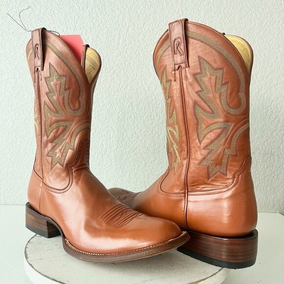 Rod Patrick Mens Cowboy Boots 14 AA Brown Benedictine Buffalo Leather Round Toe - Picture 12 of 12